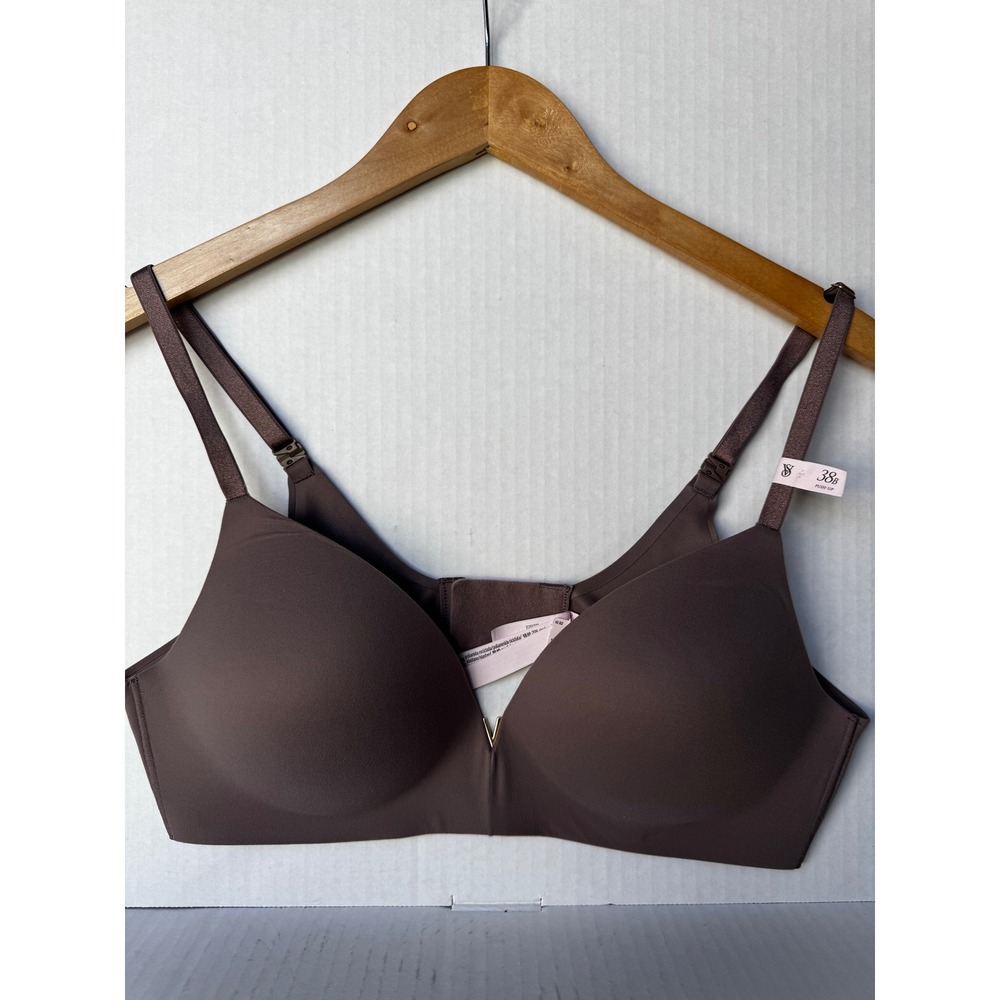 Victorias Secret Wireless Push-Up Bra Brown 38B V-Hardware 11251223 CC 75B7 NWT